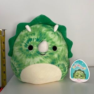 Squishmallows Rocio 7” Triceratops Dinosaur Green Tie-dye